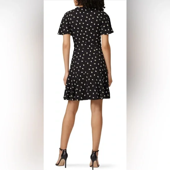 JILL STUART Black Floral V-Neck Mini Dress Size 2 Ruffled Sheath $318 Designer - Picture 5 of 9